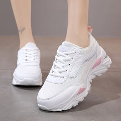 Women's Chunky Sneakers Mesh Lace Up Running Shoes