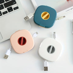 Portable Data Cable Storage Box with Phone Holder