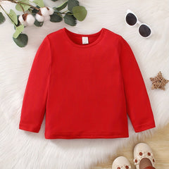 Unisex Baby Long Sleeve T Shirt Solid All-match Top Tees