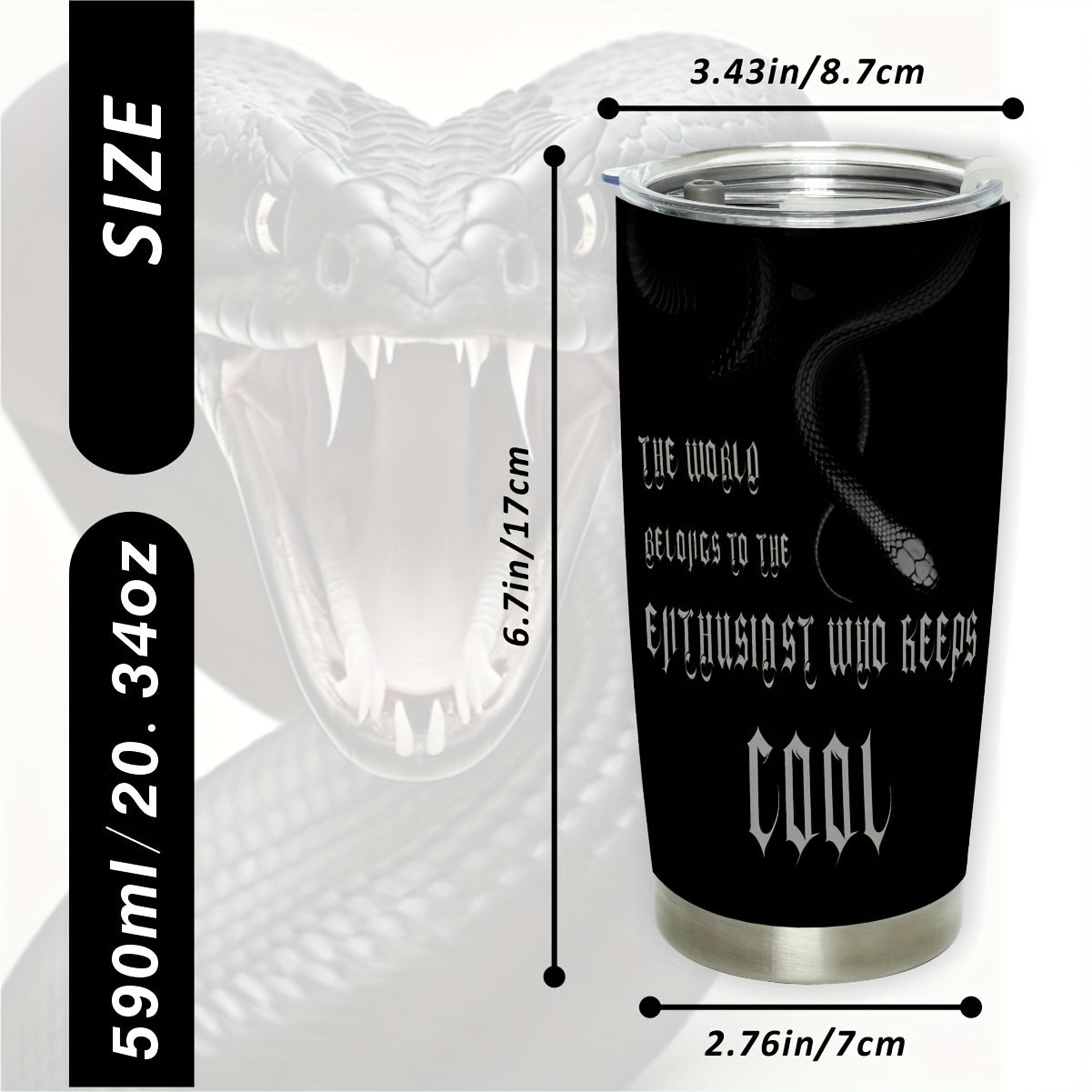 20oz Vacuum Insulated Tumbler Stainless Steel Cup - Keeps Drinks Hot/Cold
