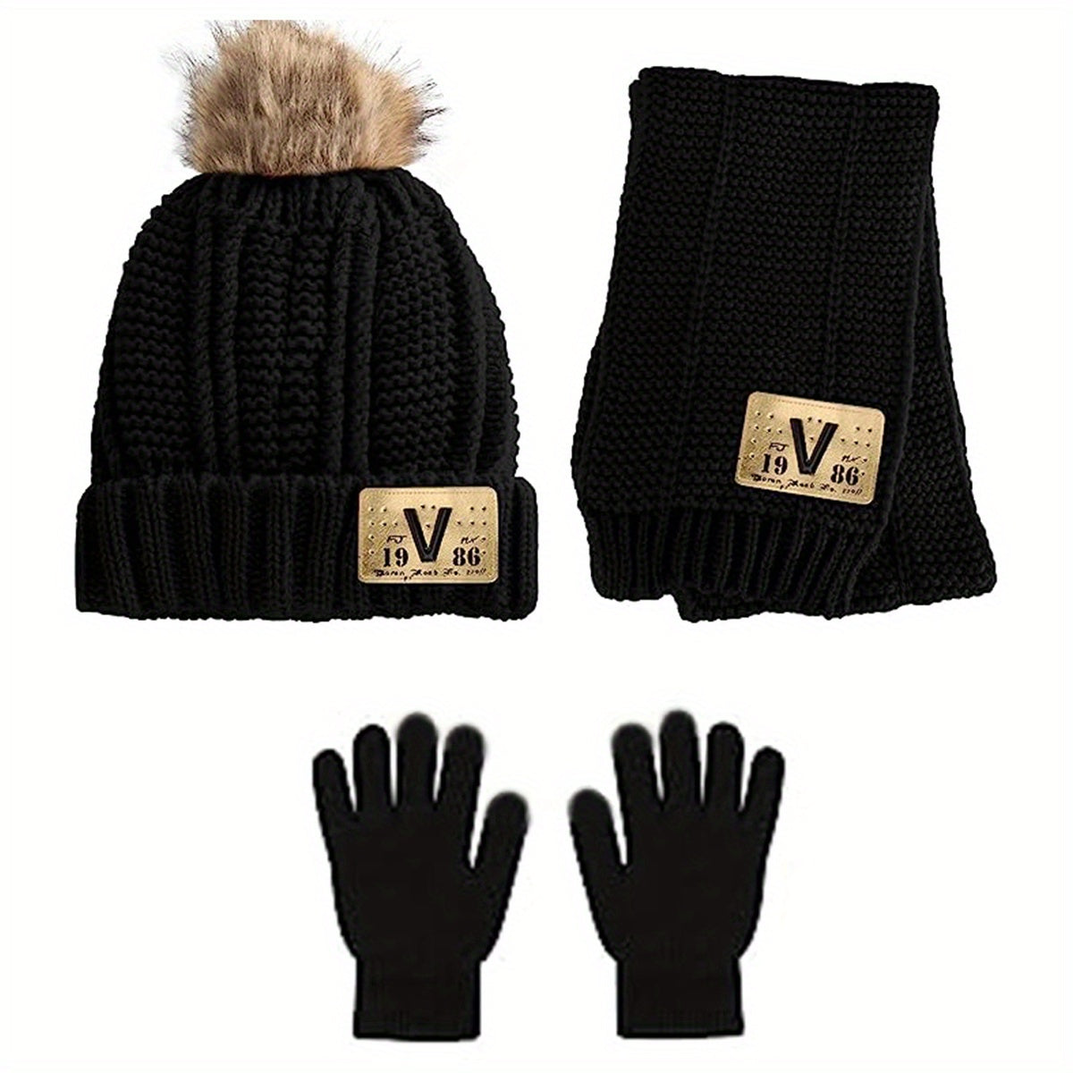 Kids Autumn Winter Hat Scarf Gloves Set