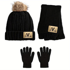 Kids Autumn Winter Hat Scarf Gloves Set