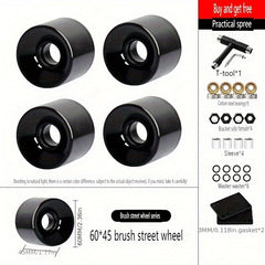 4pcs Skateboard Wheels 60mm/45mm 2.36in/1.77in + Install Tools