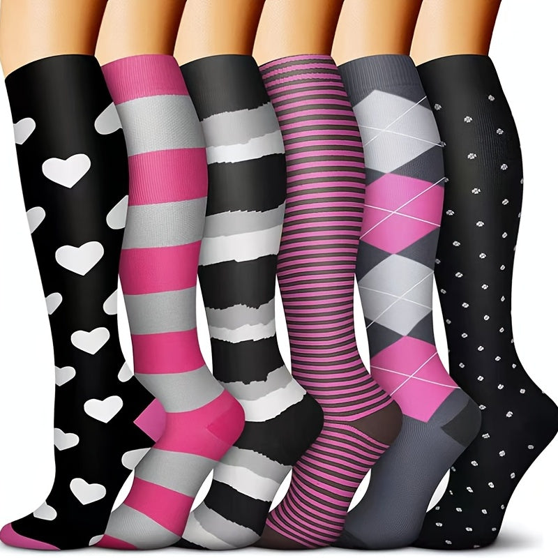 Striped Print Compression Socks for Women and Men