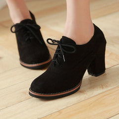 Women's Lace-Up Block Heel Pumps Comfortable Closed Toe Oktoberfest Dress Shoes
