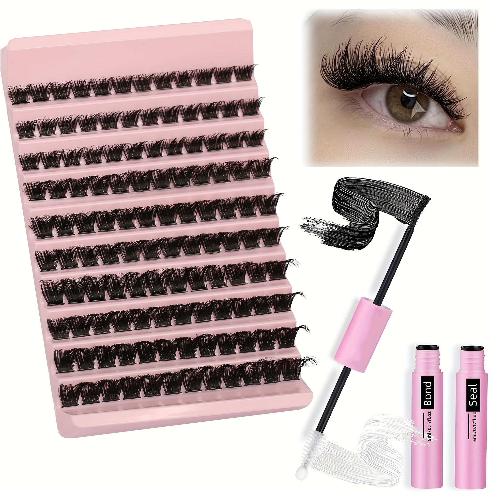 120pcs DIY Eyelash Extension Kit D Curly Wispy Thick Lashes 8-16mm Easy to Use