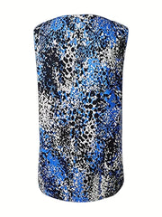Floral Print Crew Neck Tank Top Sleeveless Summer Casual