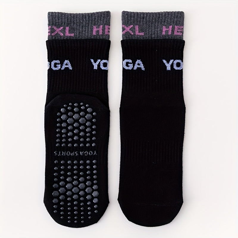 Sporty Yoga Socks Non Slip Sweat Absorption Casual Mid Calf Socks