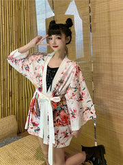 Graphic Print Open Front Kimono Casual Cover Up Kimono