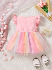 Goose Graphic Mesh Dress for Baby Girls