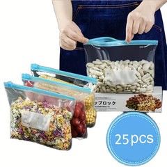 25pcs Reusable Zipper Bag Food Storage Leakproof Airtight BPA Self Standing Stor
