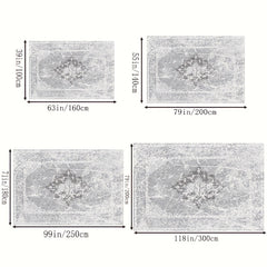 Vintage Washable Area Rug Indoor Flower Printing Carpet Non Slip