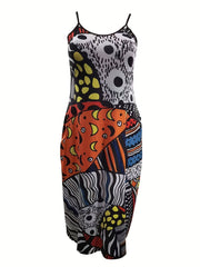 Butterfly Print Maxi Cami Dress with Pockets