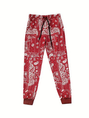 Men's Graphic Cargo Pants With Drawstring Comfy Casual Slightly Stretch Pants