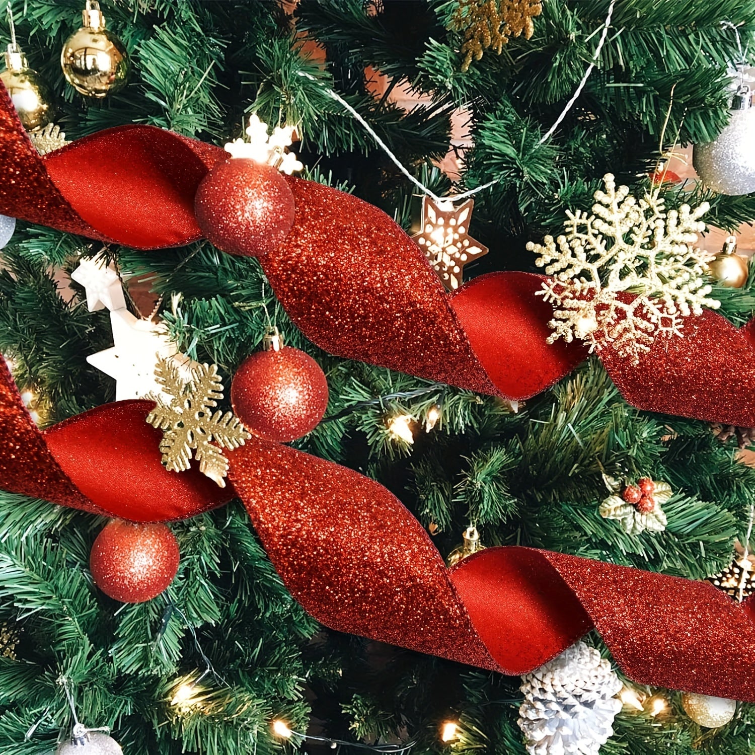 2M Transparent Mesh Christmas Ribbon for Gift Wrapping Party Decoration