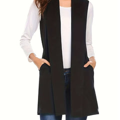 Solid Sleeveless Vest Casual Open Front Versatile Vest