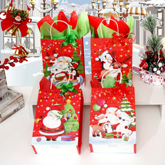 4pcs Christmas Merry Theme Gift Bag Set Small Size with 8 Large Paper Wrappers