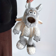 Soft Plush Wolf Stuffed Animal Toy Beige Muzzle Eyes Ears Mixed Colors