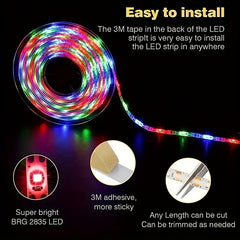 RGB LED Strip Light 5050 2835 Flexible with 3 Button Controls