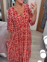 Floral Print V Neck Maxi Dress Plus Size