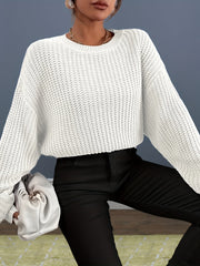Casual Crew Neck Long Sleeve Sweater Women's Clothing