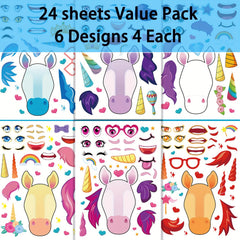 12pcs 24pcs Make A Face Stickers Unicorn Party Favors Crafts