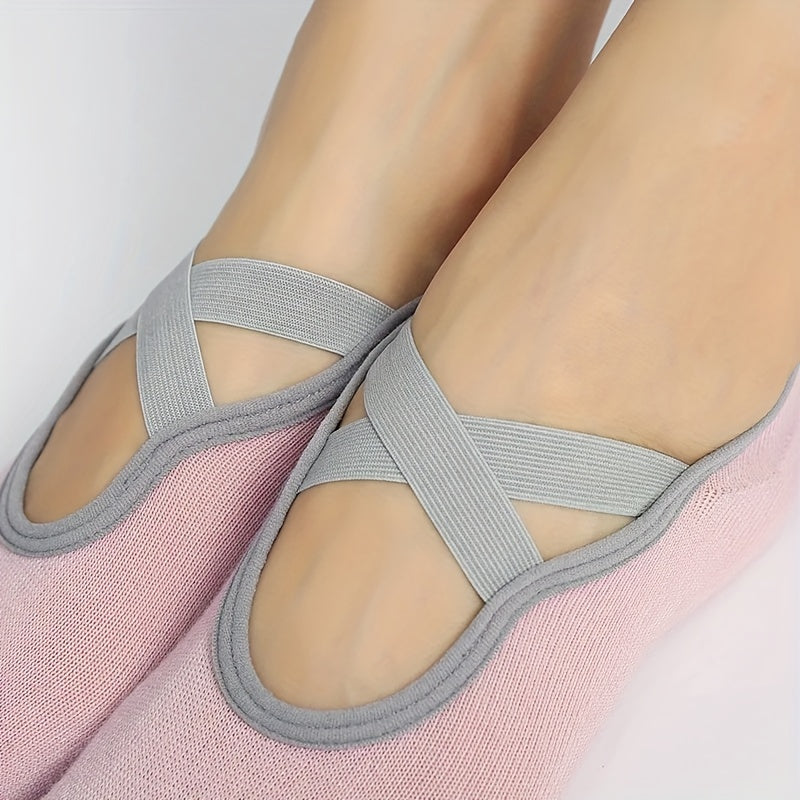 Women's Cross Strap Yoga Socks With Grips - Ideal for Pilates Barre Bal