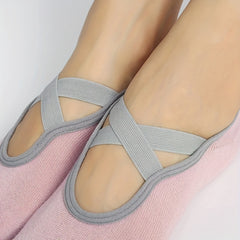 Women's Cross Strap Yoga Socks With Grips - Ideal for Pilates Barre Bal