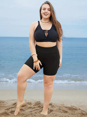 Modest Tankini Set Solid Bra & Shorts Swimsuit