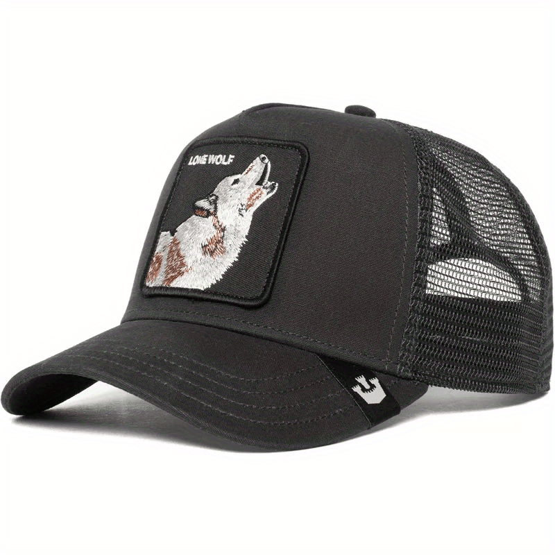 Wolf Patch Trucker Hat Anime Embroidery Dad Cap
