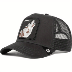 Wolf Patch Trucker Hat Anime Embroidery Dad Cap