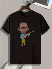 Cartoon Character Print Men's Graphic T-shirt for Summer
