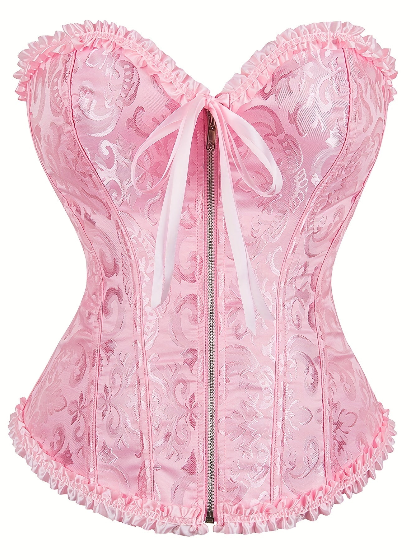 Strapless Corset Bustier Body Shaper Lace Up Zipper