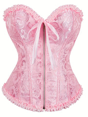 Strapless Corset Bustier Body Shaper Lace Up Zipper