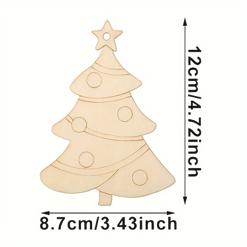 10pcs Christmas Tree Decoration DIY Wood Chips Blank Pendant