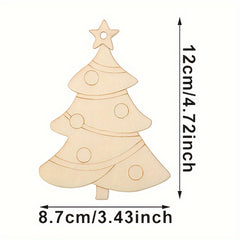 10pcs Christmas Tree Decoration DIY Wood Chips Blank Pendant