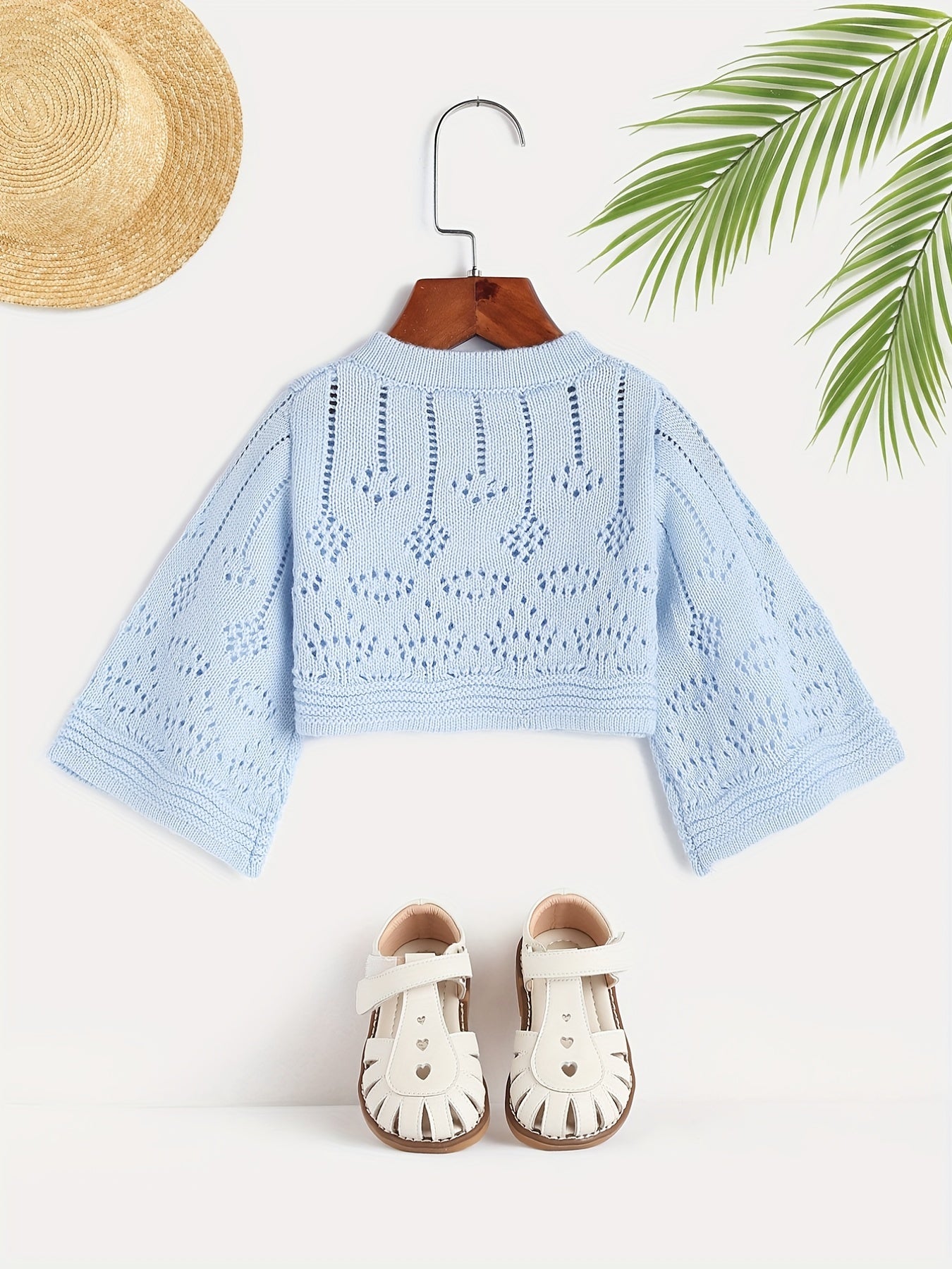 Girls Button Down Hollow Out Knit Cardigan Sweater Top