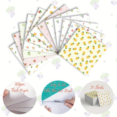 24 Sheets 6 x6 DIY Fruits Scrapbook Paper Journaling Kit