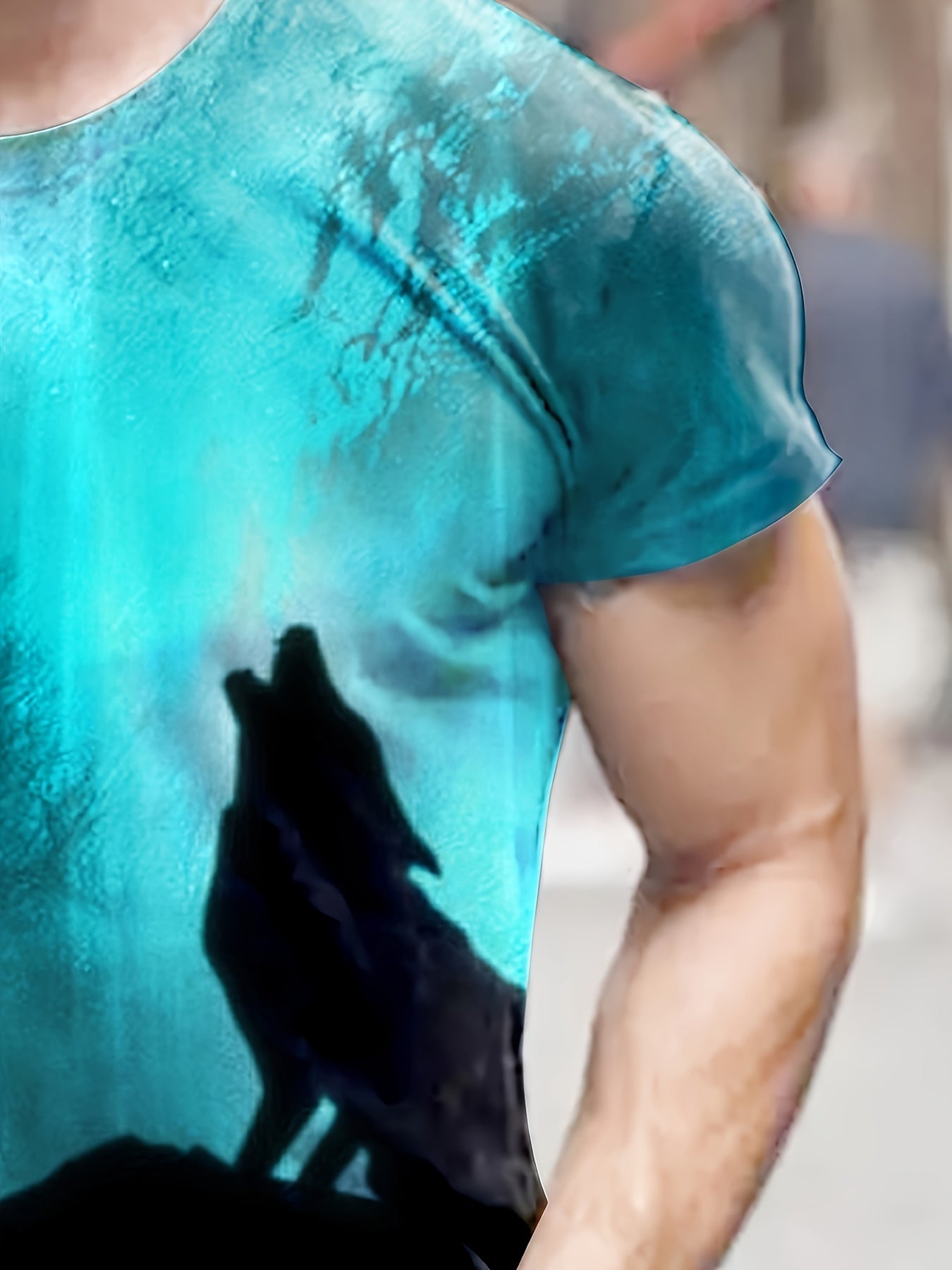 Wolf 3d Pattern Print Men's Short Sleeve Comfy T shirt Graphic Tee