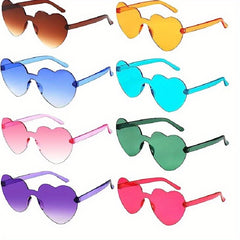 Heart Shaped Rimless Sunglasses Love Theme Funny Candy Decorative Glasses