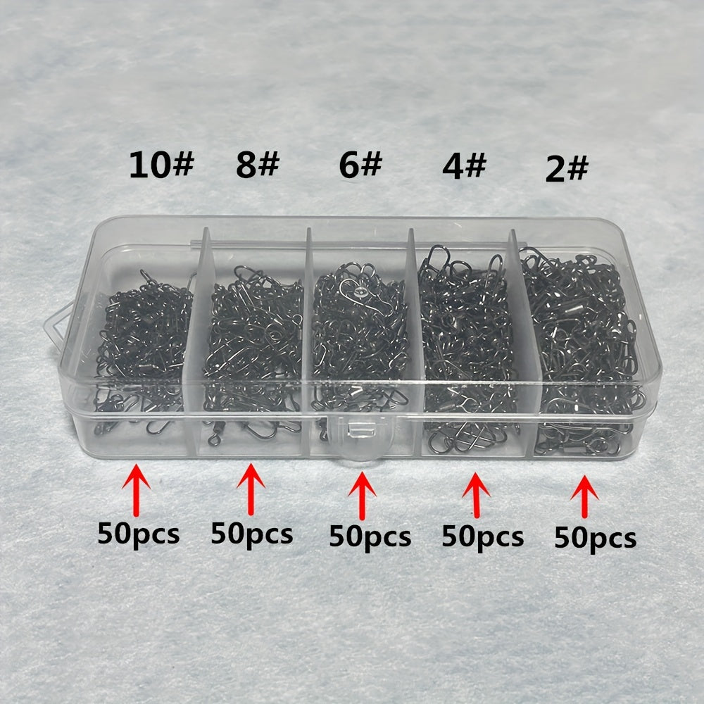 250pcs Fishing Snap Swivels High Strength Copper Stainless Steel Fishing Connect
