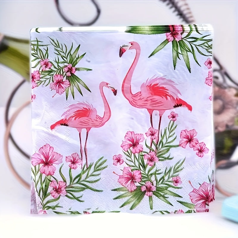 20pcs Pink Flamingo Napkins Disposable Paper Towel Summer Party Supplies