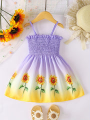 Toddler Girls Gradient Sunflower Cami Princess Dress