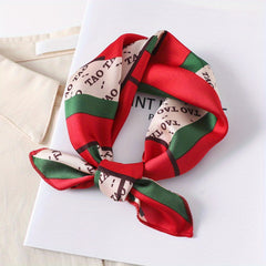 Vintage Geometric Print Bandana Small Satin Square Scarf Head Wrap