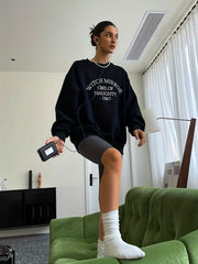 Letter Print Crew Neck Sweatshirt for Women