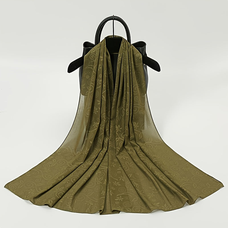 Embossed Cashew Flower Men's Hijab Long Scarf
