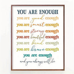 You Are Enough Retro Positive Prints Motivational Posters