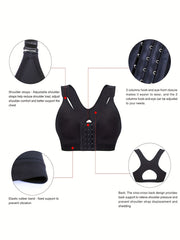 Front Closure Sports Bra Solid No Wire Bralette Vest Women's Lingerie