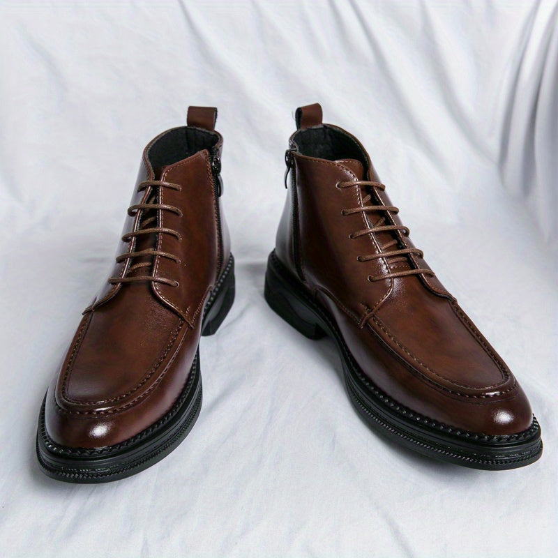 Men's Lace-up Ankle Boots Casual Walking Shoes Old Money