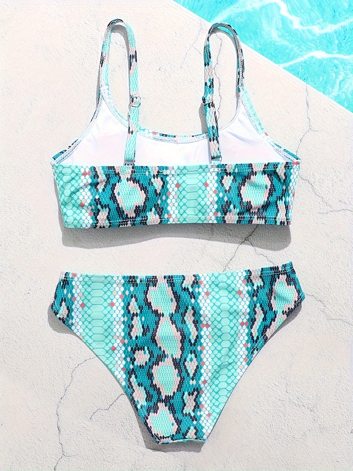 2pcs Girls Snake Skin Bikini Swimsuit Set for Summer Hawaii Gift
